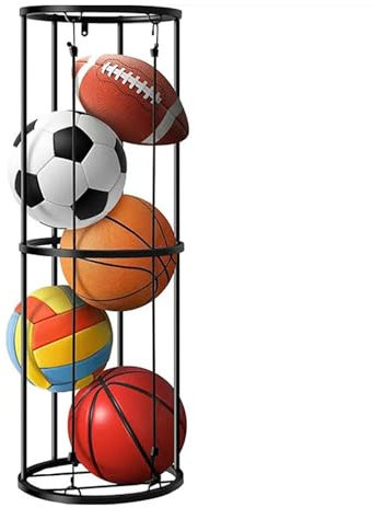 HAMON Soporte vertical para pelotas desmontable, soporte para pelotas deportivas, estante de almacenamiento, jaula de bala montada en la pared, organizador para fútbol, baloncesto, organizador de