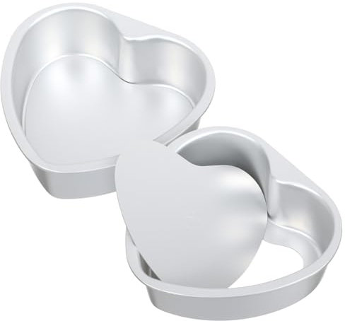 Mikinona 2sets DIY Cake Making Molds Heart Shape Aluminium Alloy Easy to Clean Versatile 2pcs*2