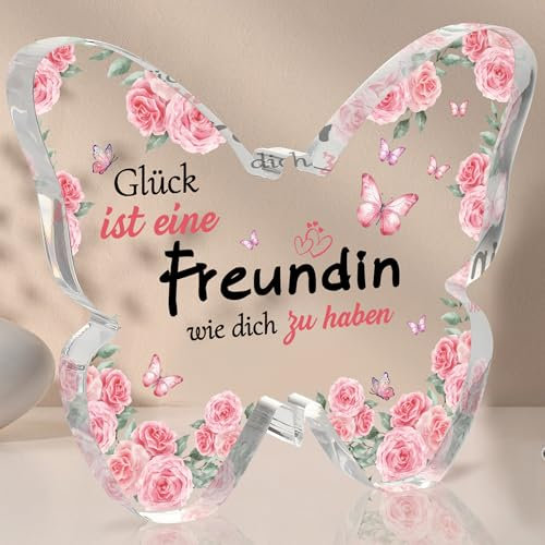 Blumuze Geschenke für Beste Freundin,Schmetterlings Acryl Deko Geschenke für Freundin,Beste Freundin Geburtstagsgeschenke, Freundschaftsgeschenke für Frauen Freundinnen Kolleginnen zum Weihnachten
