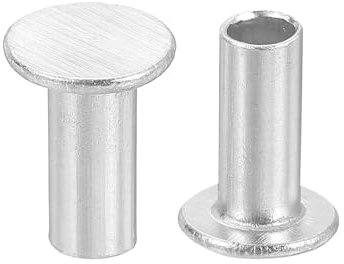 QUARKZMAN 50 Piezas de Remaches Semitubulares, 5mm x 10mm Remache Semitubular de Cabeza Plana Redonda de Aluminio Remache de Estudio para Reparación de Industria y Hogar, Plateado