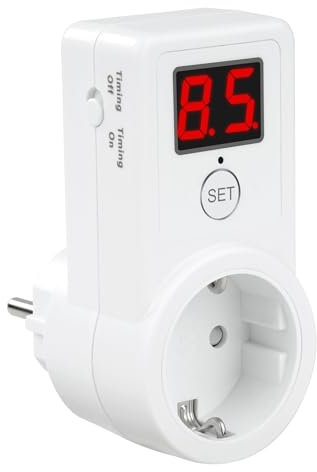 Presa elettrica digitale Buyweek con timer, timer con timer da 10 minuti a 9 ore e 50 minuti, conto alla rovescia on/off, presa elettrica con timer digitale con display LCD, for luci, elettrodomestici