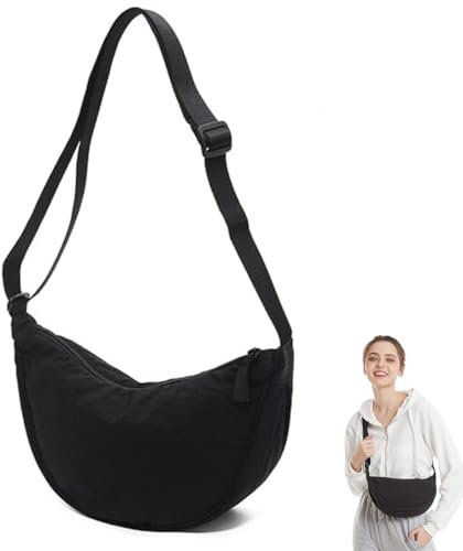 BIKPRST Borsa A Mezzaluna Da Donna, Borsa A Tracolla In Nylon A Mezzaluna Borsa A Tracolla In Nylon Da Donna Con Cerniera, Borsa Per Gnocchi Con Tracolla Regolabile Borsa A Mezzaluna Portatile