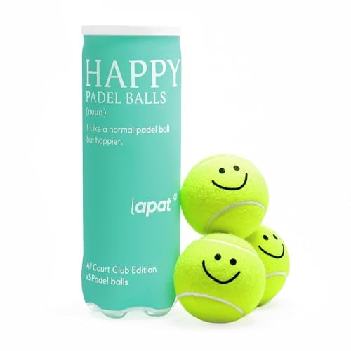 LAPAT Padel Balls - Single can w 3 Balls - Pro Quality - Paddle Tennis (Standard. Happy)