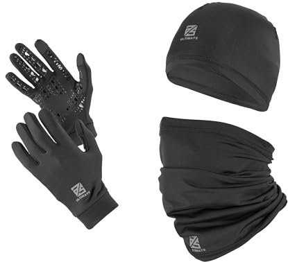 as ULTIMATE Winter Set für Fussball und Sport -Erwachsene & Kinder - Mütze, Schlauchschal & Handschuhe - Beanie, Neckwarmer & Gloves (S 9-12 Jahre)