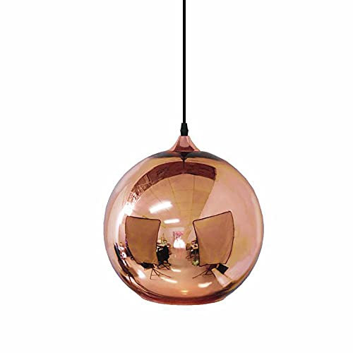 JWBXFYXW Lustre Globe Pendentif Luminaire Plafonnier en Verre, Boule De Miroir Réglable Luminaire Suspendu, Lustre Or Rose E27 pour Cuisine Café Bar