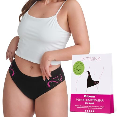 INTIMINA Bloom Periodenunterwäsche Starke Blutung Set für Ultimativen Auslaufschutz und Komfort, Periodenunterschwäsche Mädchen, Menstruationsunterwäsche, Perioden Unterwäsche Baumwolle, 1 Pack (XXL)