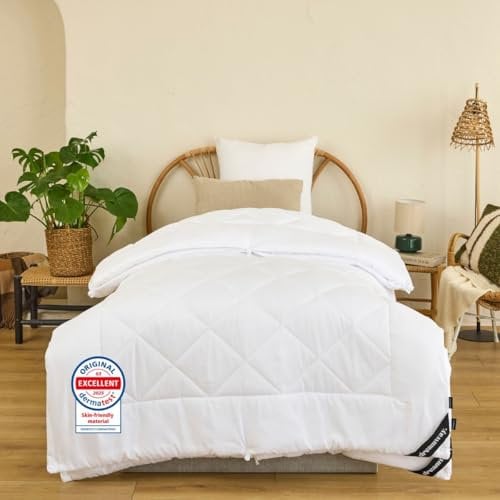 DREAMWAY - Piumino Letto Singolo 140x200 cm 4 Stagioni – Set con Piumino Estivo 150gsm + Piumino 300gsm per Mezza Stagione – Unito 450gsm Invernale, Certificato Oeko-Tex, Morbido e Caldo