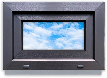 LORAC | Kunststofffenster Anthrazit-weiß 600x400mm, 60x40cm, kippbar, Standard-Fenster mit 2-fach Verglasung, energiesparend, Kellerfenster mit CE-Zertifikat, ideal für Wohnräume und Keller