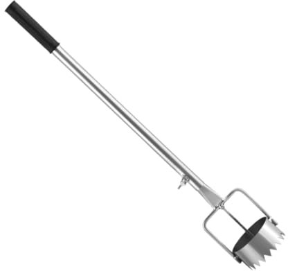 FewNvWa Mulch Film Grabwerkzeug mit Einziehbarem Griff Aus Edelstahl für Rasen, 7.5 Cm Durchmesser