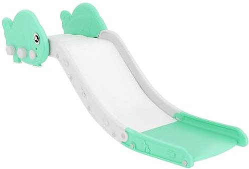 AIYAPLAY Scivolo per bambini, scivolo per bambini con lunghezza estesa di 130 cm, tappetini antiscivolo, scivolo per bambini da interno per divano, letto, scale, facile da montare e riporre, verde