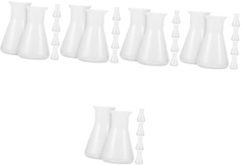 TOPPERFUN 5sets Wide Test Tubes Set Science Beakers Test Tubes Lids Plastic Erlenmeyer Flask 100ml Graduated Flasks Laboratory Plastic 6pcs*5