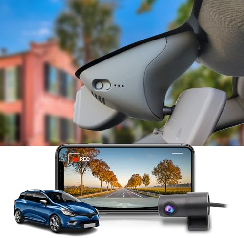 Fitcamx Dashcam Auto Vorne Hinten 2160P+1080P passend für Renault Clio 4, Mégane 3, Twingo, Laguna 3 (HD2-6074) Grau, OEM, Dashcam 4K Video WiFi, G-Sensor, Loop Aufnahme, WDR Auto Kamera, 128GB Karte