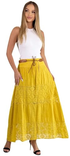 Mississhop Langer Baumwollrock mit Spitze & Grtel