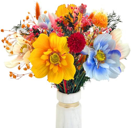 Kunstblumen mit Trockenblumen Deko Künstliche Blumen mit Trockenblumenstrauß für die Wohnzimmerdeko, Tischmitte, Wohnzimmer, Schlafzimmerdeko, ästhetische Zimmerdeko Dekoration