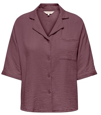 ONLY Damen Hemd Rosa S | Normal geschnitten fit, Kurzarm, Casual, Bei max. 30 grad waschen