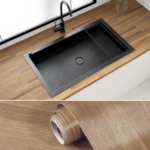 40cm×5m, Wood Panel Wallpaper Vinyl Wrap for Furniture, Sticky Back Plastic Roll, Thick Heat Resistant Wood Effect Vinyl Self Adhesive Contact Paper Furniture Stickers for Kitchen Worktop Cupboards
