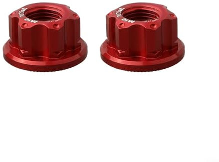 2 dadi per asse ruota posteriore per bici per bambini M10 x 1 0 stile vintage in lega di alluminio (W/logo rosso)