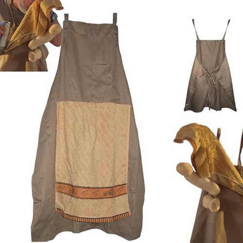 Qixfyze Chef's Prank Apron, Head Chef Prank Aprons for Men, Creative Gag Gift Apron a Surprise Hiding In the Pocket, Novelty Kitchen Cooking Aprons Funny Gifts(1pc)