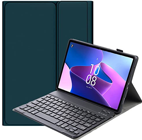 FKQLH Funda con Teclado para Xiaomi Redmi Pad 2 Pro 12,1 Pulgada, QWERTY Layout Teclado Bluetooth Desmontable Inalámbrico Teclado Magnético Funda, Verde