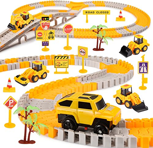 Kinderspielzeug ab 2 3 4 5 6 Jahre, Rennbahn Kinder Geschenk 2-6 Jahre Junge Autorennbahn Spielzeug ab 2-6 Jahre Junge Geburtstagsgeschenk 2 3 4 5 6 Jahre Jungen Bagger Auto Spielzeug