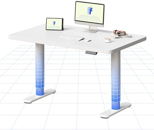 FLEXISPOT Höhenverstellbarer Schreibtisch mit runden Tischbeinen – ästhetischer Sitz-Steh-Arbeitsplatz mit ausgewogenen Proportionen und ruhiger Präsenz, 100×60 cm (Weiß + Weiß)