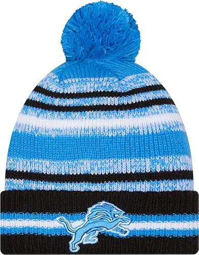 New Era Sideline Sport gestreifte Fußball-Strickmütze mit Bommel – NFL Cheer Winter Knit Toque Cap