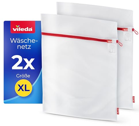 Vileda Wäschenetz 2er Set XL 50x60 cm für Waschmaschine | Reißfestes Polyester mit Schutzlaschen-Reißverschluss, für Pullover, Mäntel, Jeans und Bettwäsche