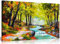 Paysage Peinture à l'huile Rivière dans la forêt d'automne Reproduction sur Toile Art Mural Impression (61 x 40,6 cm)
