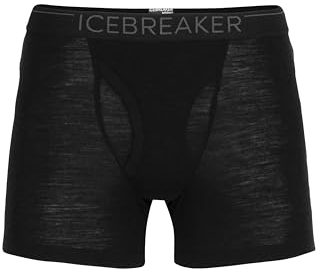 Icebreaker Boxers Uomo - Intimo 100% Lana Merino - 175 Tessuto Ultra Leggero - Nero/Monsone, XL