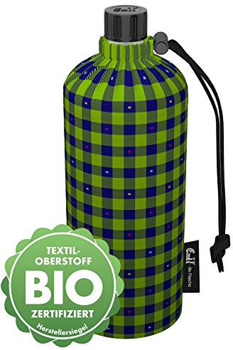 Emil Trinkflasche aus Glas für Mädchen & Jungen isolierte Glasflasche für Schule, Freizeit, Sport: Kinder & Eltern BIO Karo 0,4l