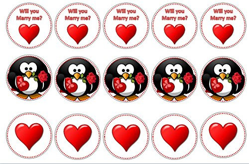 15 x 2 inch cupcake toppers will you marry me love edible wafer paper