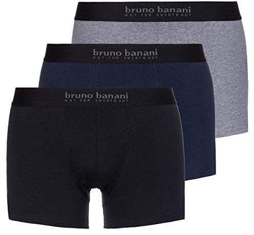 Bruno Banani Herren Short 3er Pack Energy Cotton Boxershorts, 3per Pack Mehrfarbig (Schwarz//Navy//Graumelange 2753), Medium (Herstellergröße: M)