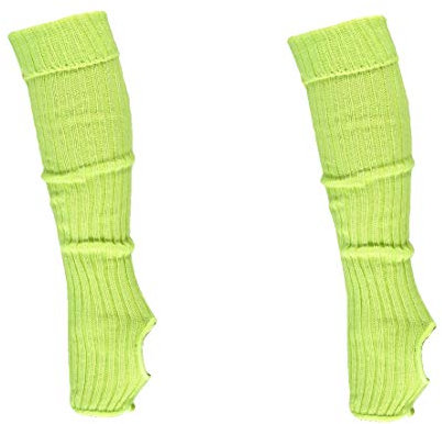 krautwear® Damen Mädchen Ballettstulpen mit Fersenloch Beinwärmer Ballett Stulpen Legwarmer Armstulpen ca. 55 cm 80er Jahre 1980er Jahre schwarz weiss Neon Pink Grün Gelb Orange (2x Neon Gelb)