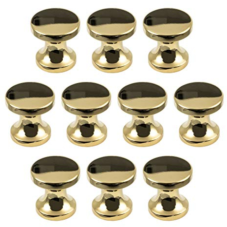 Gedotec Möbelgriff Messing Schrankknopf Vintage Möbelknopf Antik für Schubladen - H10183 | Tür-Knopf Ø 25 mm | Kommoden-Knopf rund | 10 Stück - Design Möbel-Knauf Landhaus-Stil mit Gewindeschrauben
