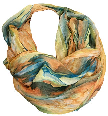 JameStyle26 Farbverlauf Seide Sommer Loop Verlauf Regenbogen Rainbow Silk Uni Rundschal Schlauchschal Stola Schal leicht (Gelb)