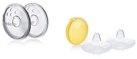 MEDELA Modellatori del Capezzolo, Confezione da 2 Pezzi + Cappelletti per il Seno Contact, M, Confezione da 2 Pezzi