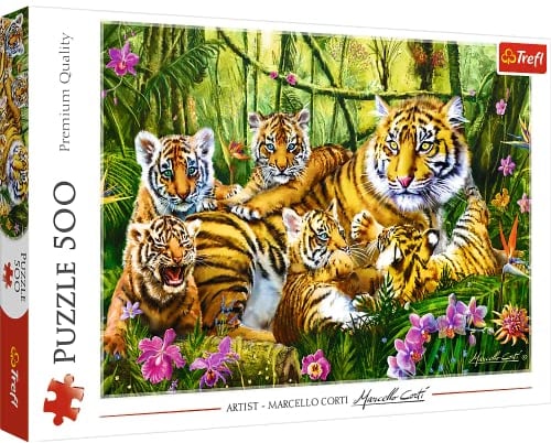 Trefl, Puzzle, Tigerfamilie, 500 Teile, für Kinder ab 10 Jahren, farbig, 37350