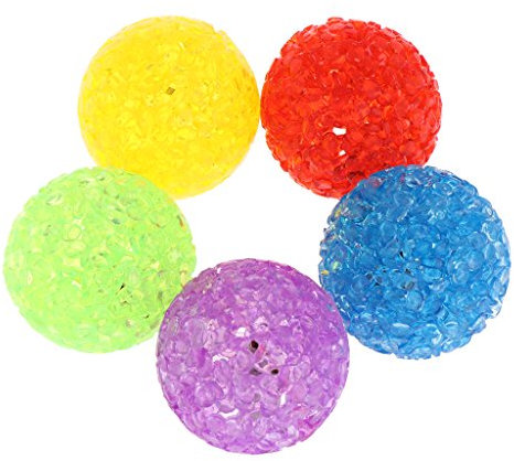 Interaktives Katzenspielzeug mit Glöckchen, Kunststoff-Ball, Kristallmuster, für Haustiere, Katzen, zufällige Farbe, 5 Stück