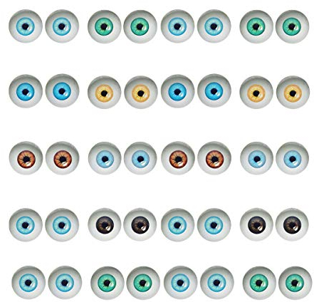 Julie Wang 50 Pairs 6mm Glaskuppel Menschliche Augen für Kunstpuppen Skulpturen Requisiten Masken Fursuits Präparatoren Schmuckherstellung Flatback