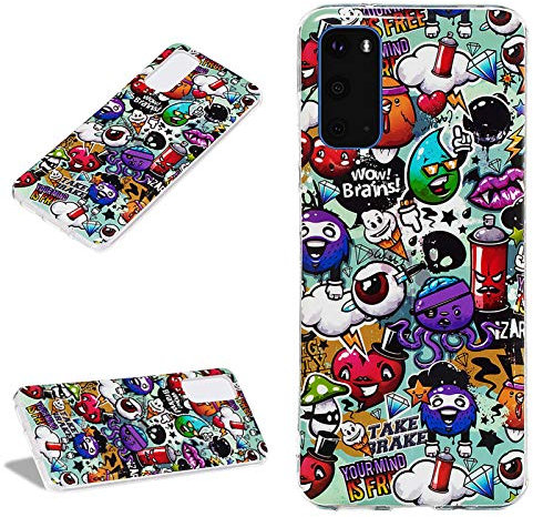 DasKAn Leuchtend Silikon Hülle für Samsung Galaxy S20 6,2' Fluoreszierend Licht im Dunkeln Bunt Muster Ultra Dünn Weich Gummi Rückseite Handy Tasche Stoßfest Gel TPU Schutzhülle, Graffiti