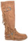 Stivali Donna Indianini Cuoio Scamosciati con Frange Zeppa Interna 5 cm Cinturino Fibbia Altezza Ginocchio Moda Ibiza (37 EU)