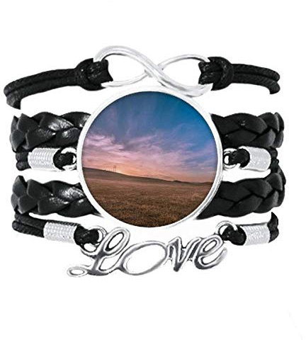 DIYthinker, bracciale in pelle intrecciata con erba rosa e cielo, idea regalo