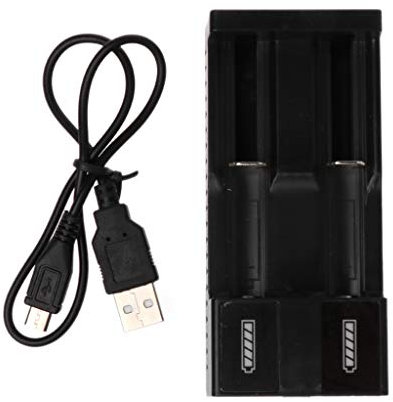 Buwei Chargeur de Batterie Charge USB 5V 1A Rechargeable 18650 26650 14500 10440 Batteries Li-on 2 Slots Portable