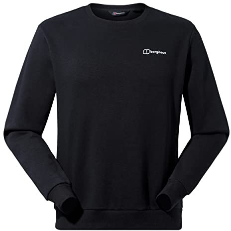 Berghaus Men's Logo Sweatshirt Crew Neck Jumper | Added Warmth | Extra Comfortable, Black/Black, XL