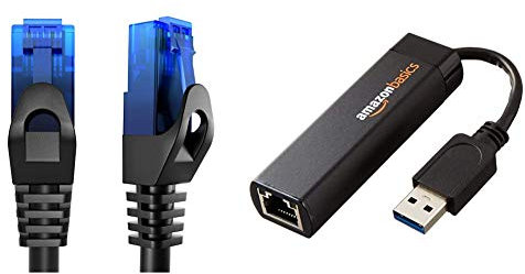 KabelDirekt - 20m Ethernet, Network, Lan & Patch Cable & Amazon Basics USB 3.0 to 10/100/1000 Gigabit Ethernet Internet Adapter