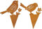 B2S BACK2SEASON 2 x Metall Stecker Vogel mit Blume Edelrost Topfdeko zum stecken Vögelchen 2er-Set