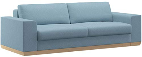 Casa Padrino Schlafsofa Hellblau/Naturfarben 240 x 100 x H. 80 cm - Modernes Wohnzimmer Sofa - Wohnzimmer Möbel