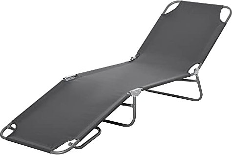 Outsunny Lettino da Giardino con Schienale Regolabile in 5 Posizioni, Lettino Pieghevole in Metallo e Tessuto Oxford, 187x55x24cm, Grigio