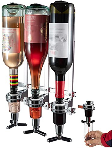 Wall-Mounted House Liquor Dispenser | Alcohol Station Cocktail Tap, Push-Release Valves, Home Bar, Man Cave | Easy Assemble (3 Bottle)