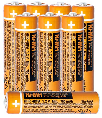 Yesoha 8 Pack HHR-4DPA NI-MH Rechargeable Akku für Panasonic 1.2V 700mAh AAA Ready-to-Use NI-MH wiederaufladbare Batterie für Dect/Schnurlostelefone, geringe Selbstentladung
